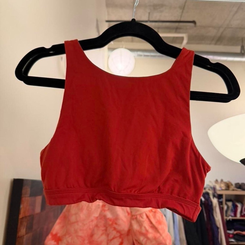 aerie Orange High-Neck Crop Sports Bra